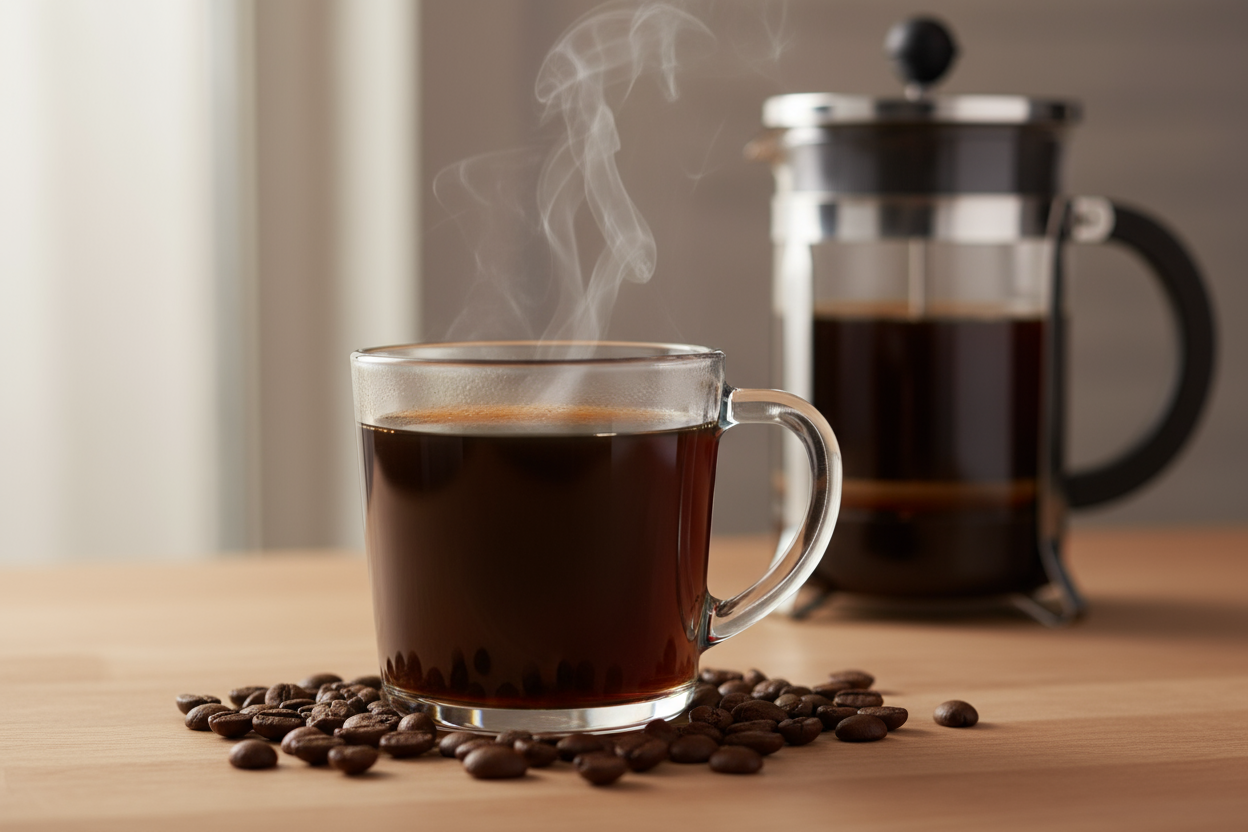 add a freshly brewed coffee pot in the background