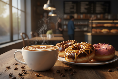 Gourmet donut shop, This light-medium roast blend is crafted for mornings that need a little more flavor. With smooth notes of cocoa, caramel, and toffee balanced by a touch of mild fruit, it delivers comfort and character in the same cup. Roasted the very same day it ships, this coffee arrives at peak freshness — your perfect partner for donuts, breakfast, or any moment that deserves a brighter start.