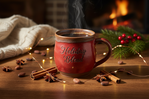 Holiday Blend, Crafted to celebrate the holidays, this smooth blend brings together rich cocoa notes with a hint of warm spice. Roasted fresh the same day it ships, it arrives alive with aroma and flavor, ready to brighten cold mornings and cozy nights. A joyful, comforting coffee that makes every sip feel like a holiday tradition.