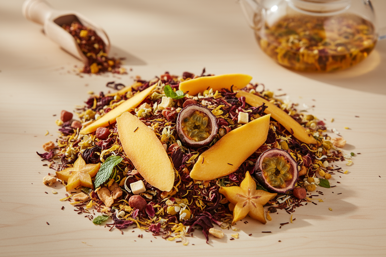 loose leaf mango treat. This herbal blend bursts with ripe mango flavor and fruity notes that dance on the tongue. Refreshing hot or over ice, it’s a perfect escape when you need a vibrant, sweet lift. Naturally caffeine-free, it soothes without overstimulating, letting your senses sip and smile.