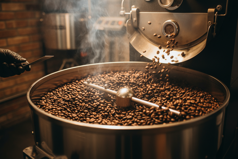 Show the beans being roasted